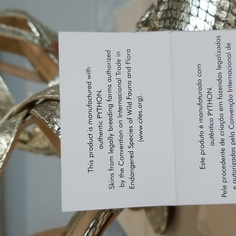 Alexandre Birman Python Metallic Gold Sandal Heels - image 7